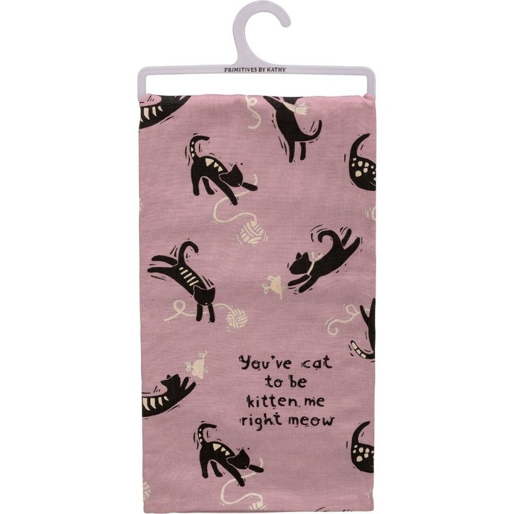 Linen Kitchen Towel You've Cat To Be Kitten Me Right Meow All Over Print Cotton